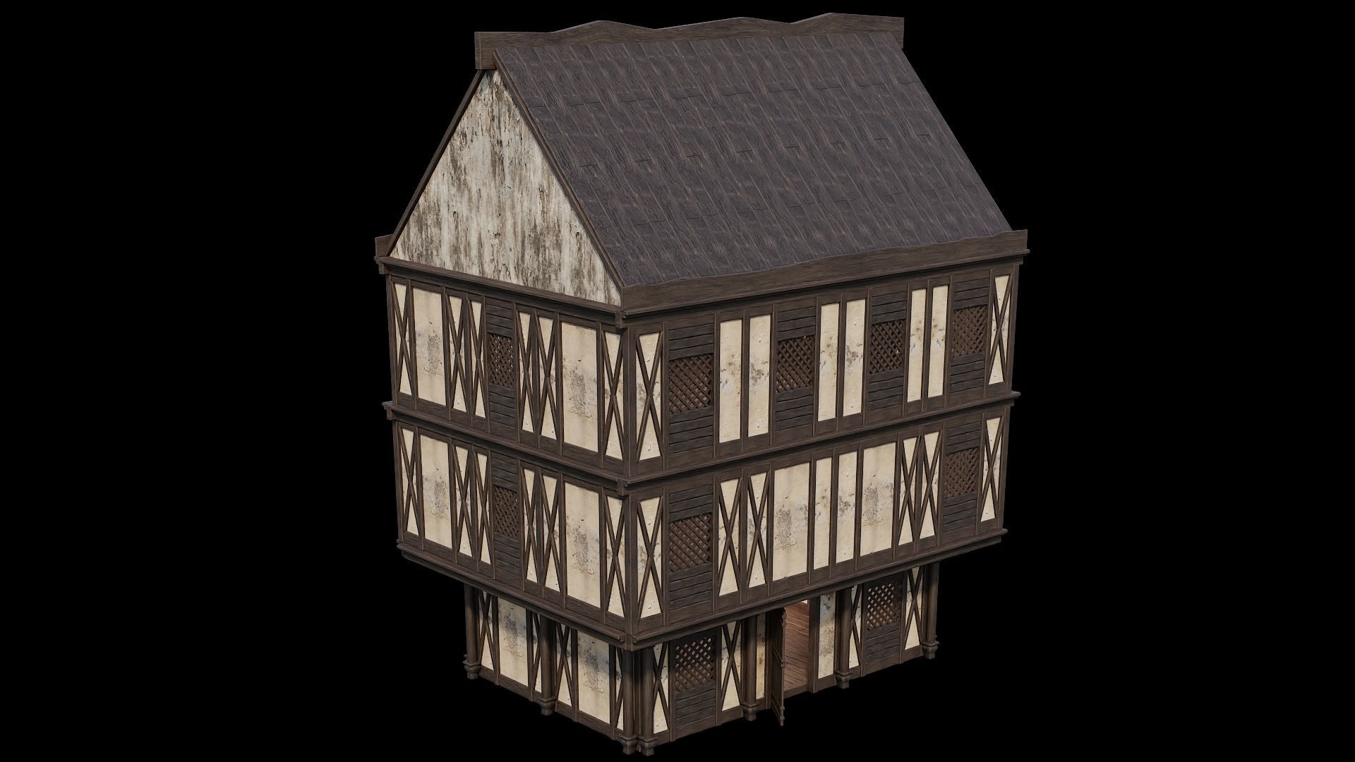 Medieval Houses 44- 4K Textures Game Ready Low-poly 3D model_12