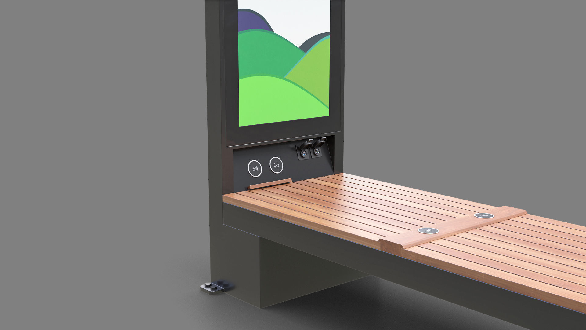 Smart Solar Bench Low-poly 3D model_9