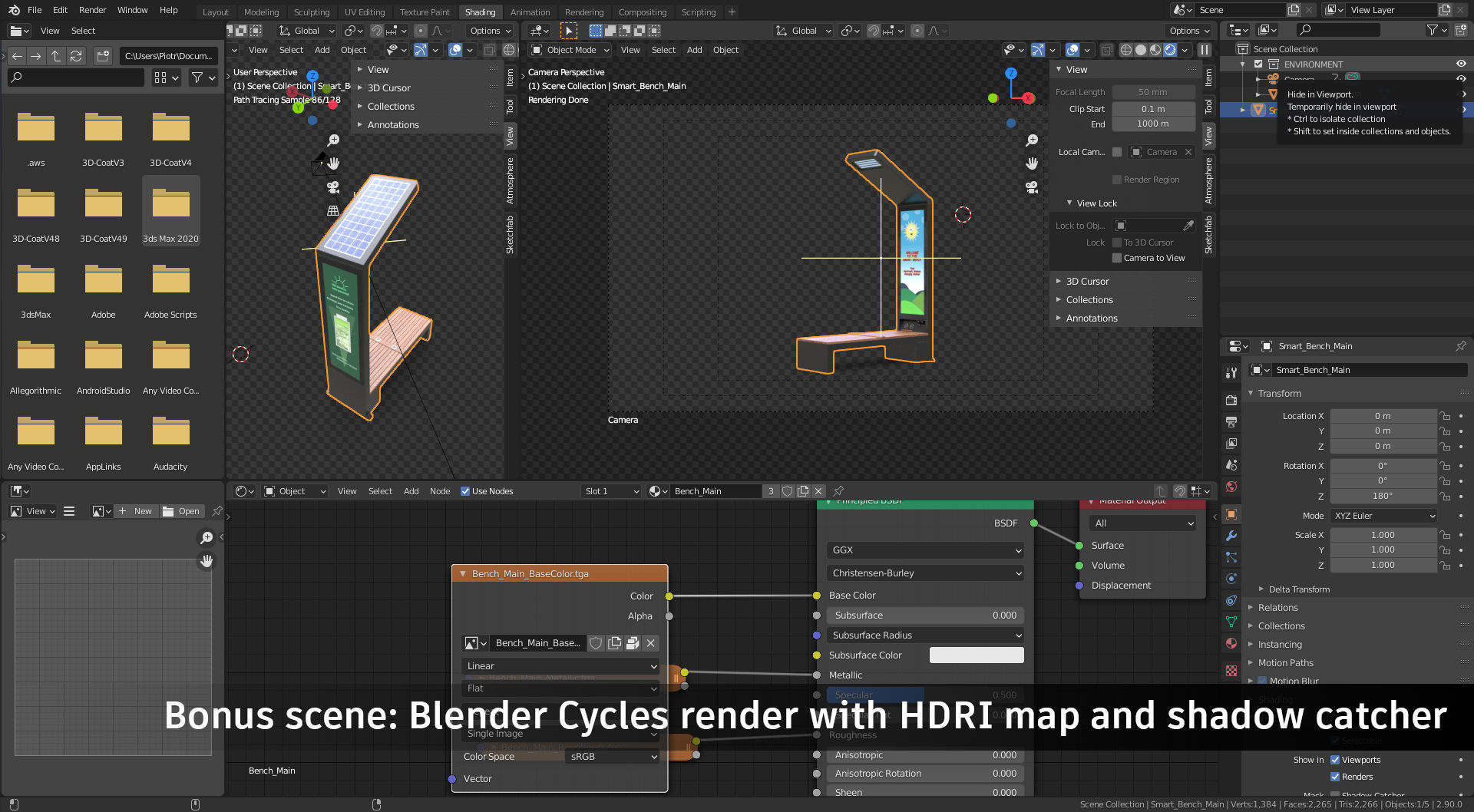 Smart Solar Bench Low-poly 3D model_6