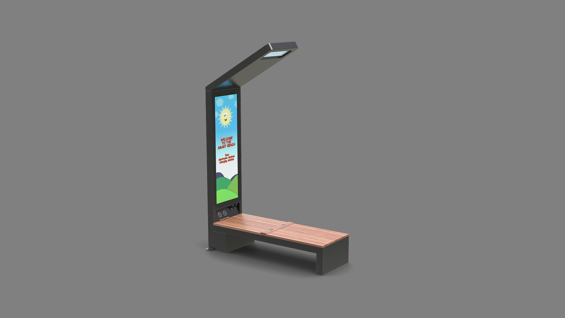 Smart Solar Bench Low-poly 3D model_3