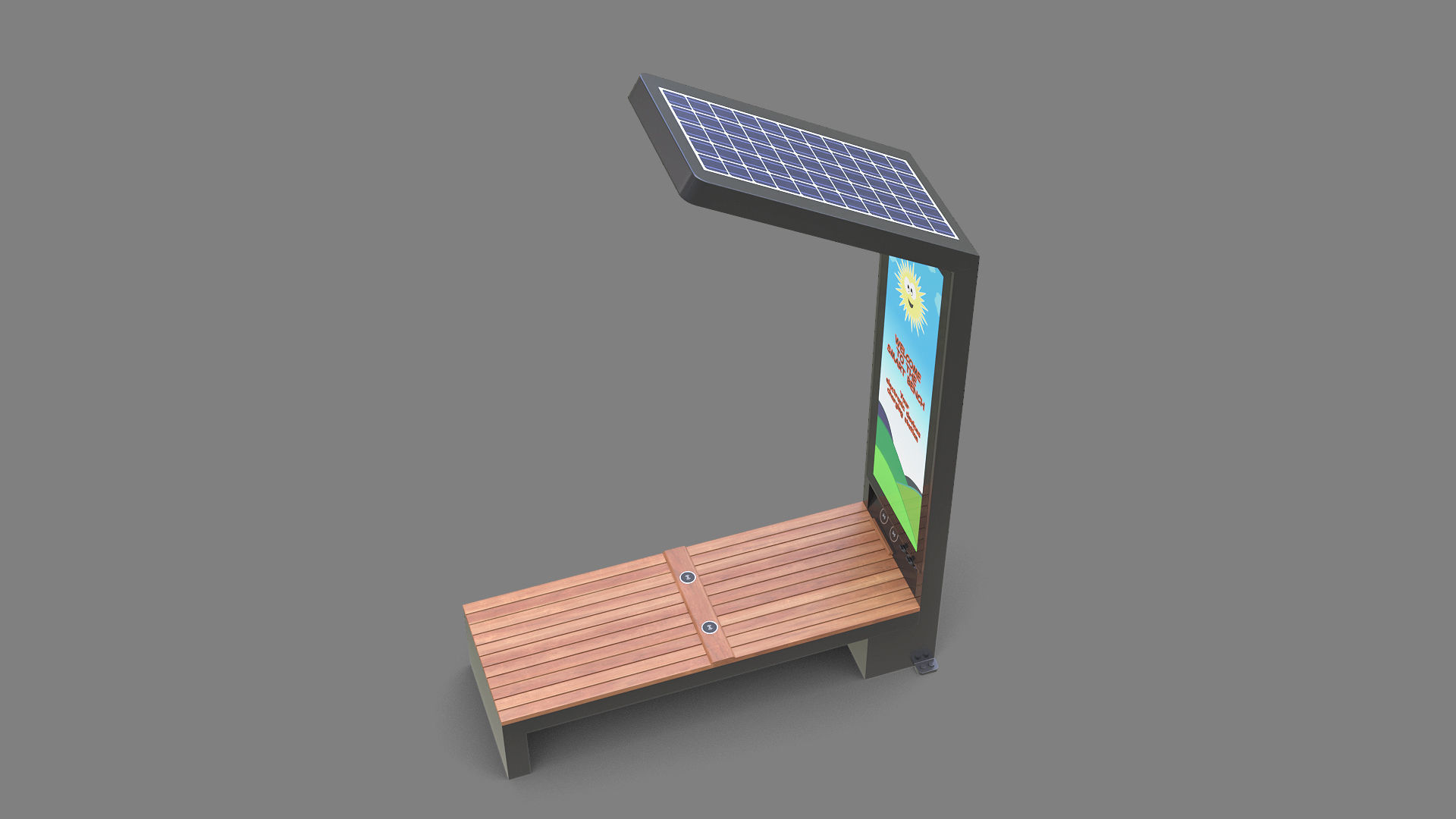 Smart Solar Bench Low-poly 3D model_10