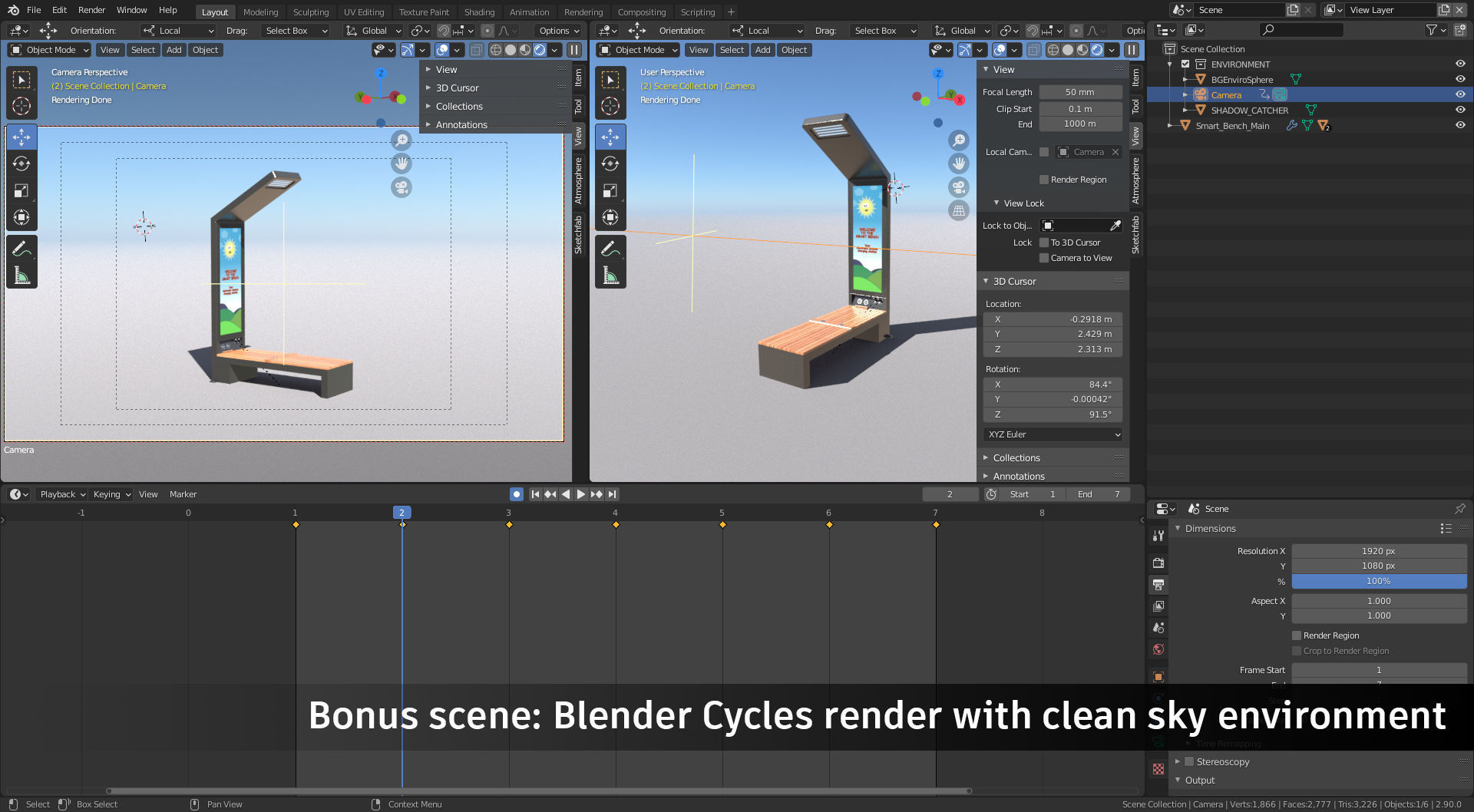 Smart Solar Bench Low-poly 3D model_7