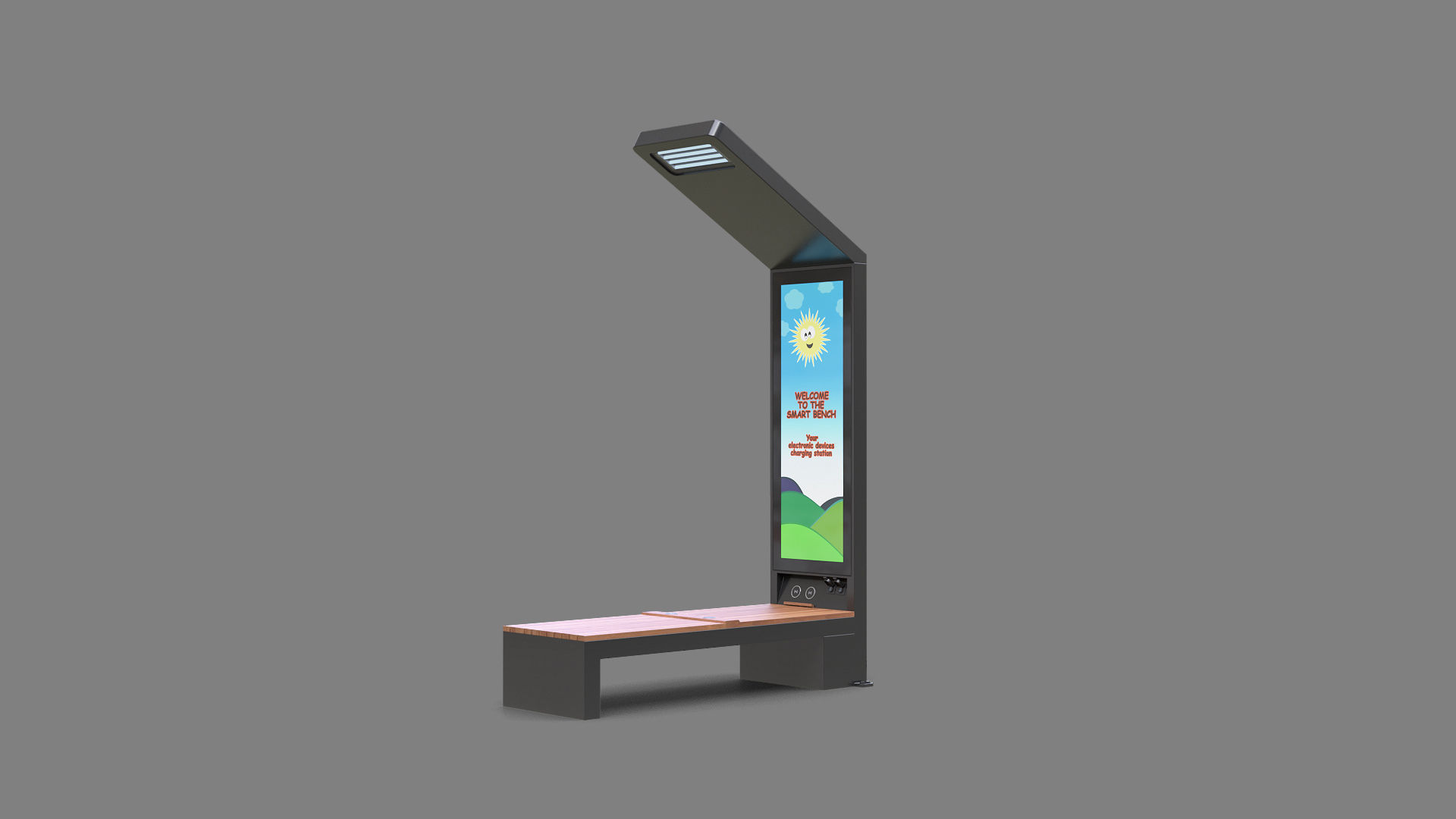 Smart Solar Bench Low-poly 3D model_2