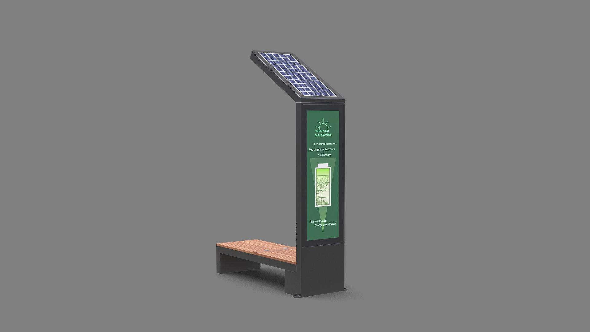 Smart Solar Bench Low-poly 3D model_8