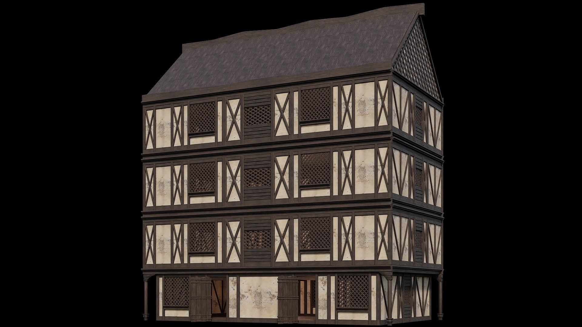 Medieval Houses 45- 4K Textures Game Ready Low-poly 3D model_10