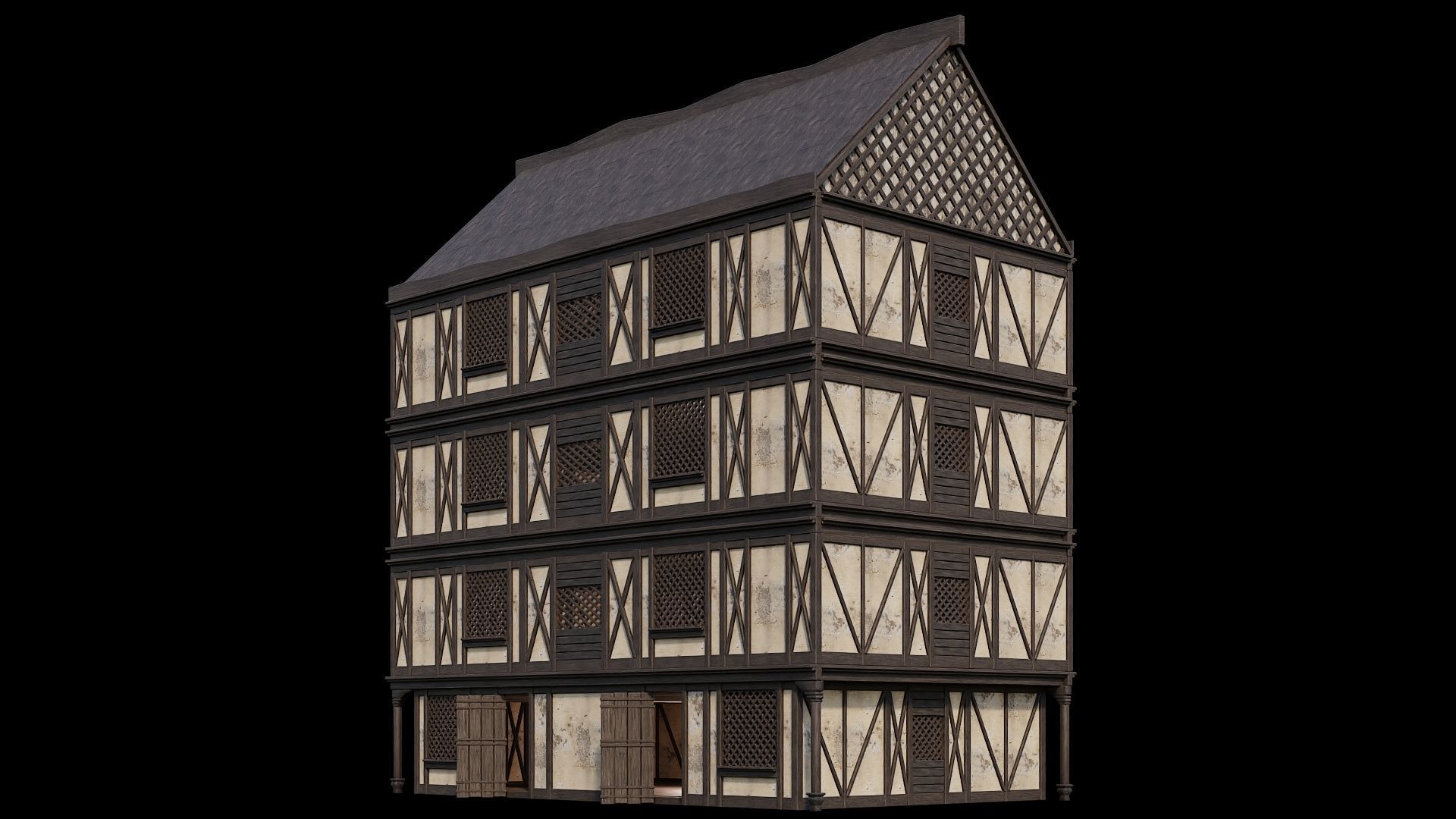 Medieval Houses 45- 4K Textures Game Ready Low-poly 3D model_7