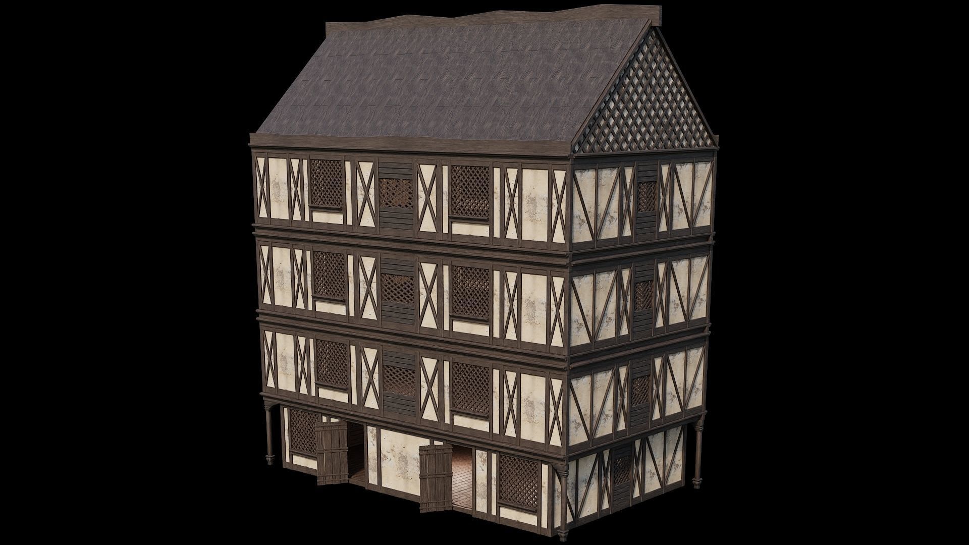 Medieval Houses 45- 4K Textures Game Ready Low-poly 3D model_5