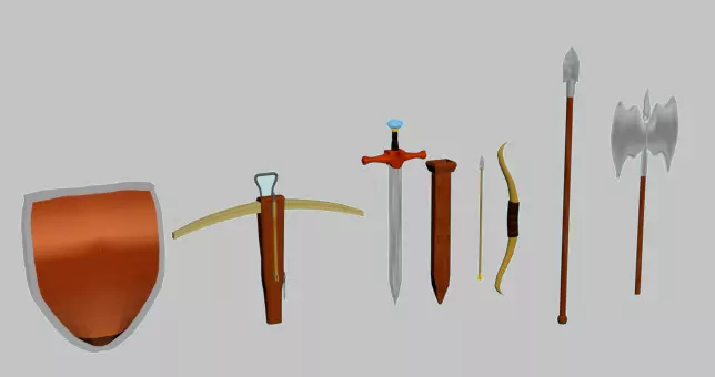 Sword  bow and spear Free low-poly 3D model_0