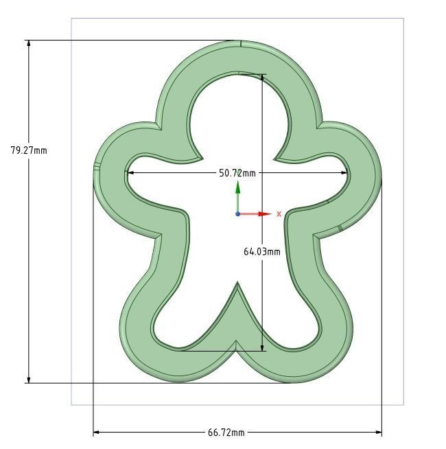 Christmas Ginger bread man cookie cutter 3D print model_1