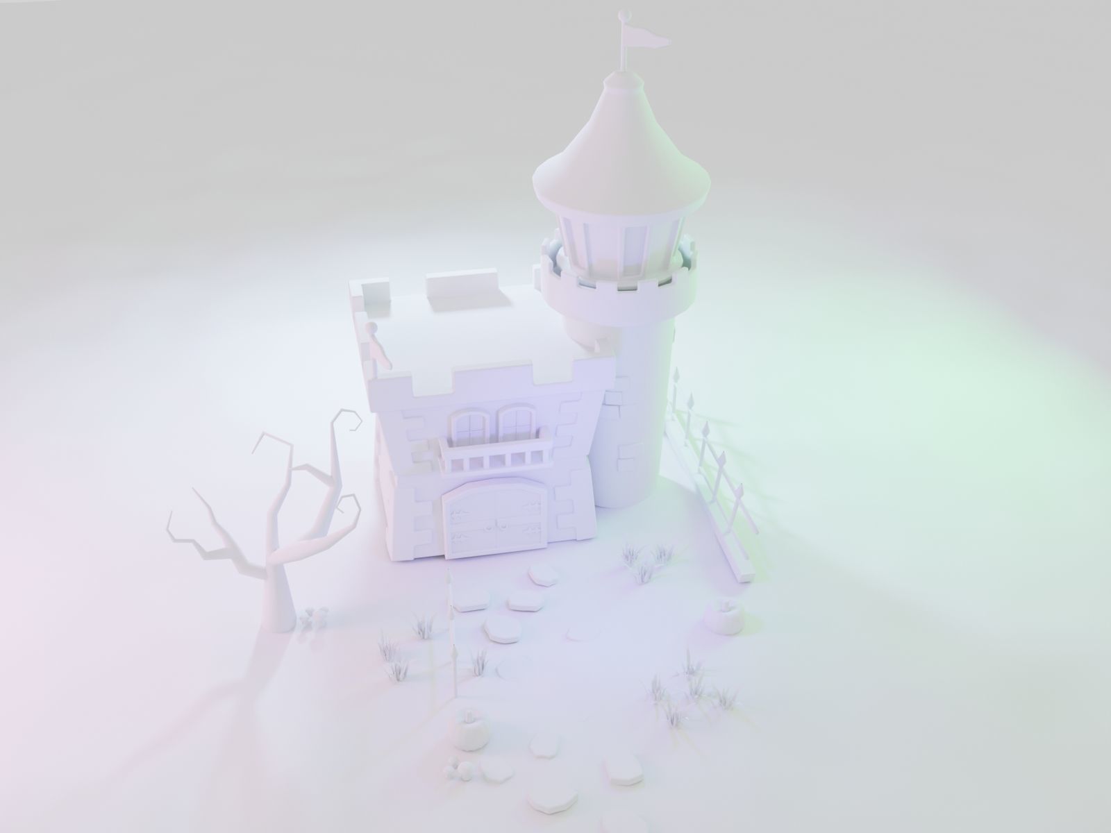 Halloween Castle Low-poly 3D model_12