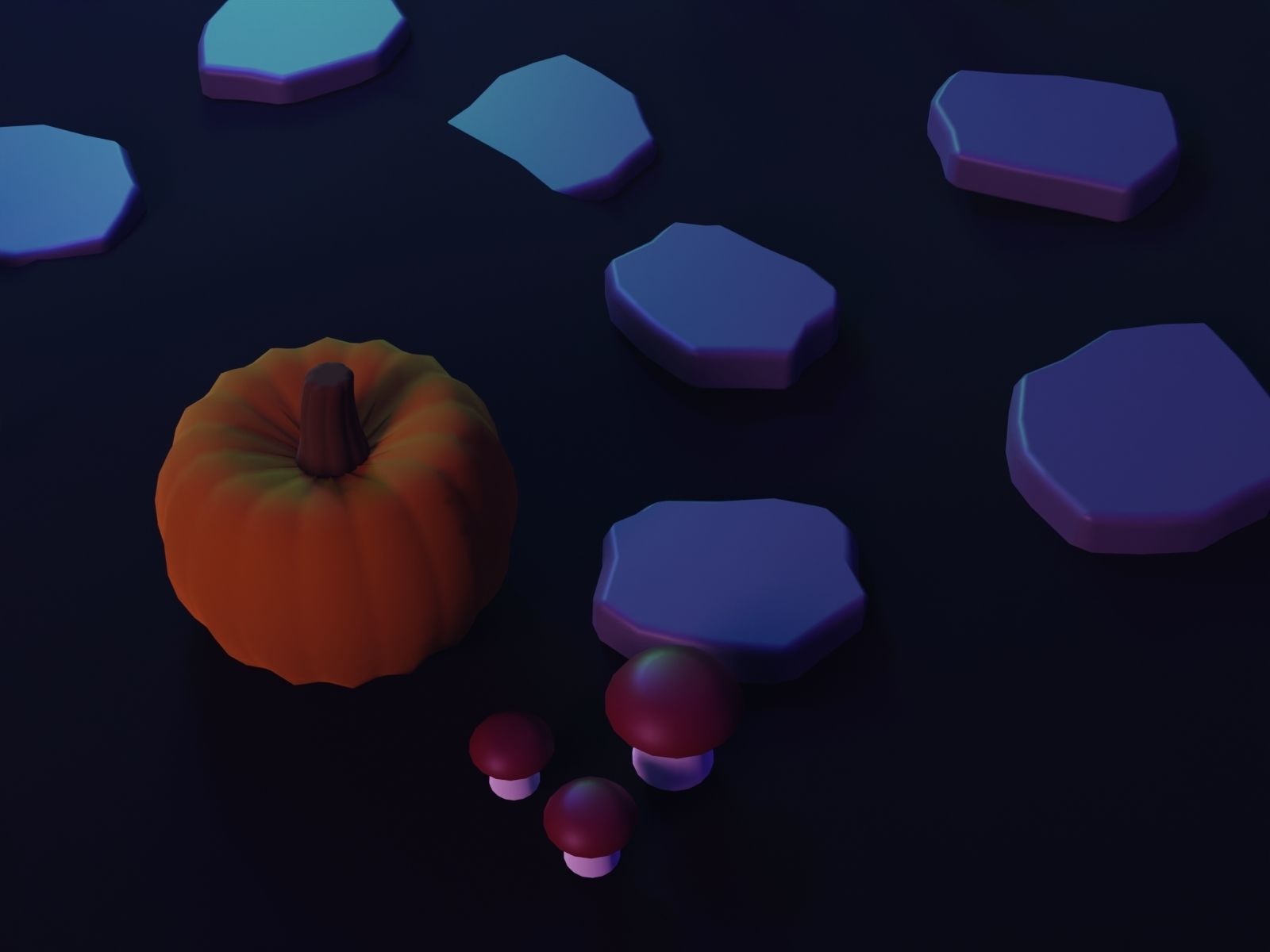 Halloween Castle Low-poly 3D model_8