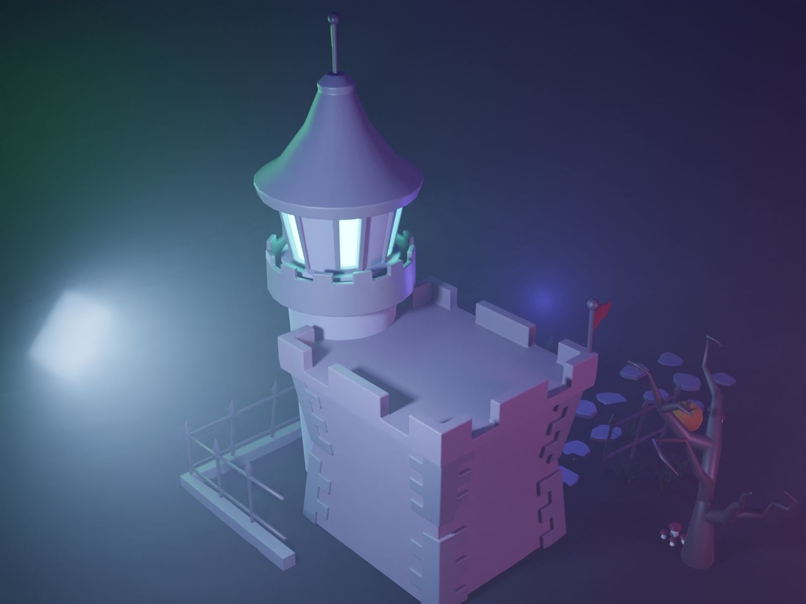 Halloween Castle Low-poly 3D model_7