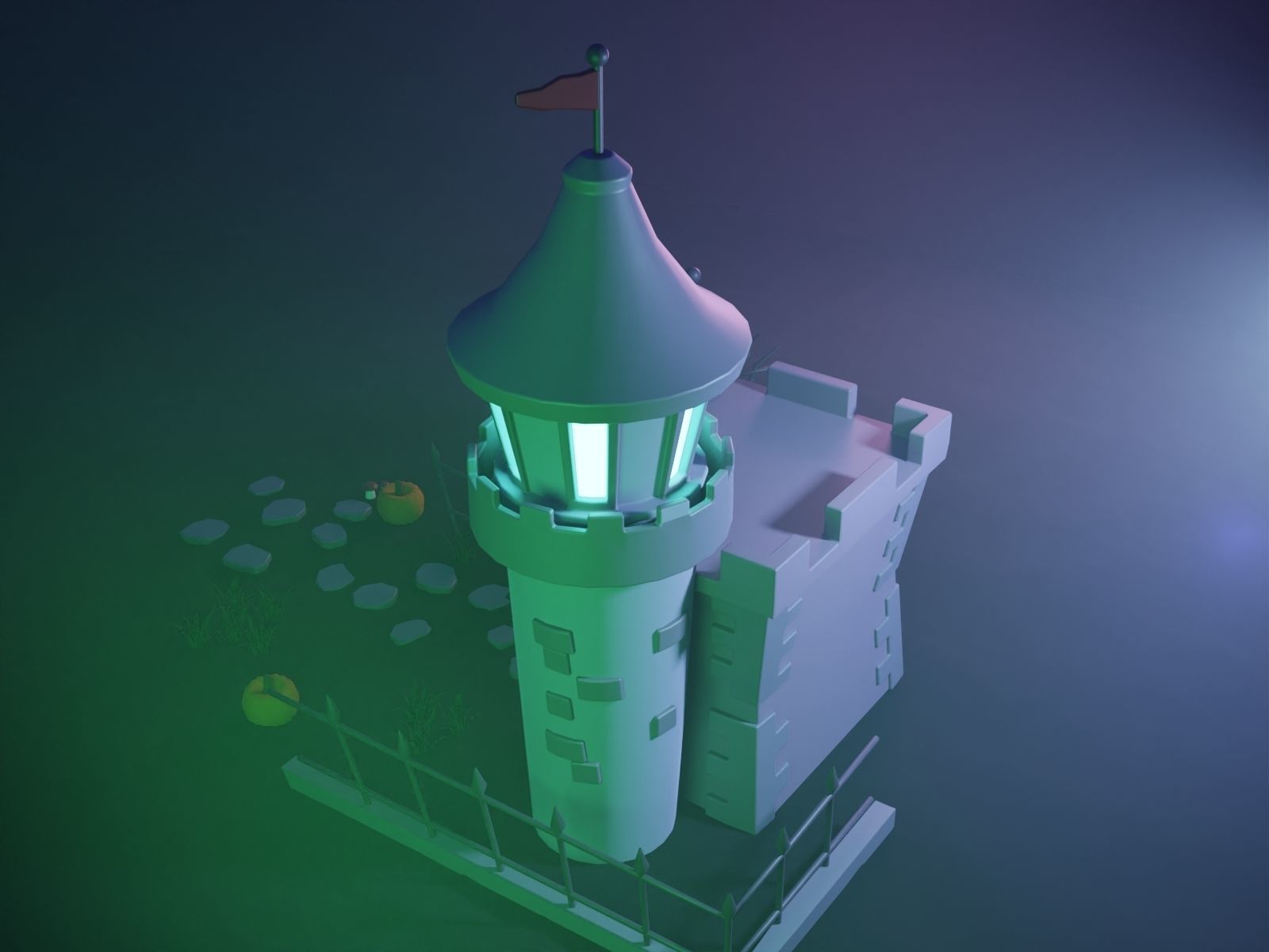 Halloween Castle Low-poly 3D model_6