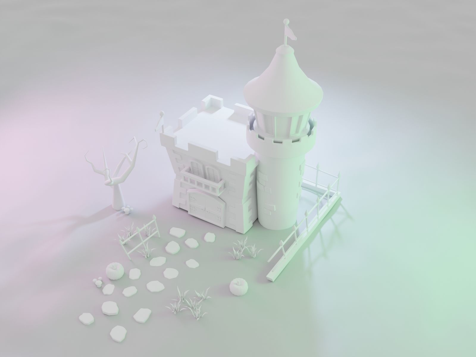 Halloween Castle Low-poly 3D model_13