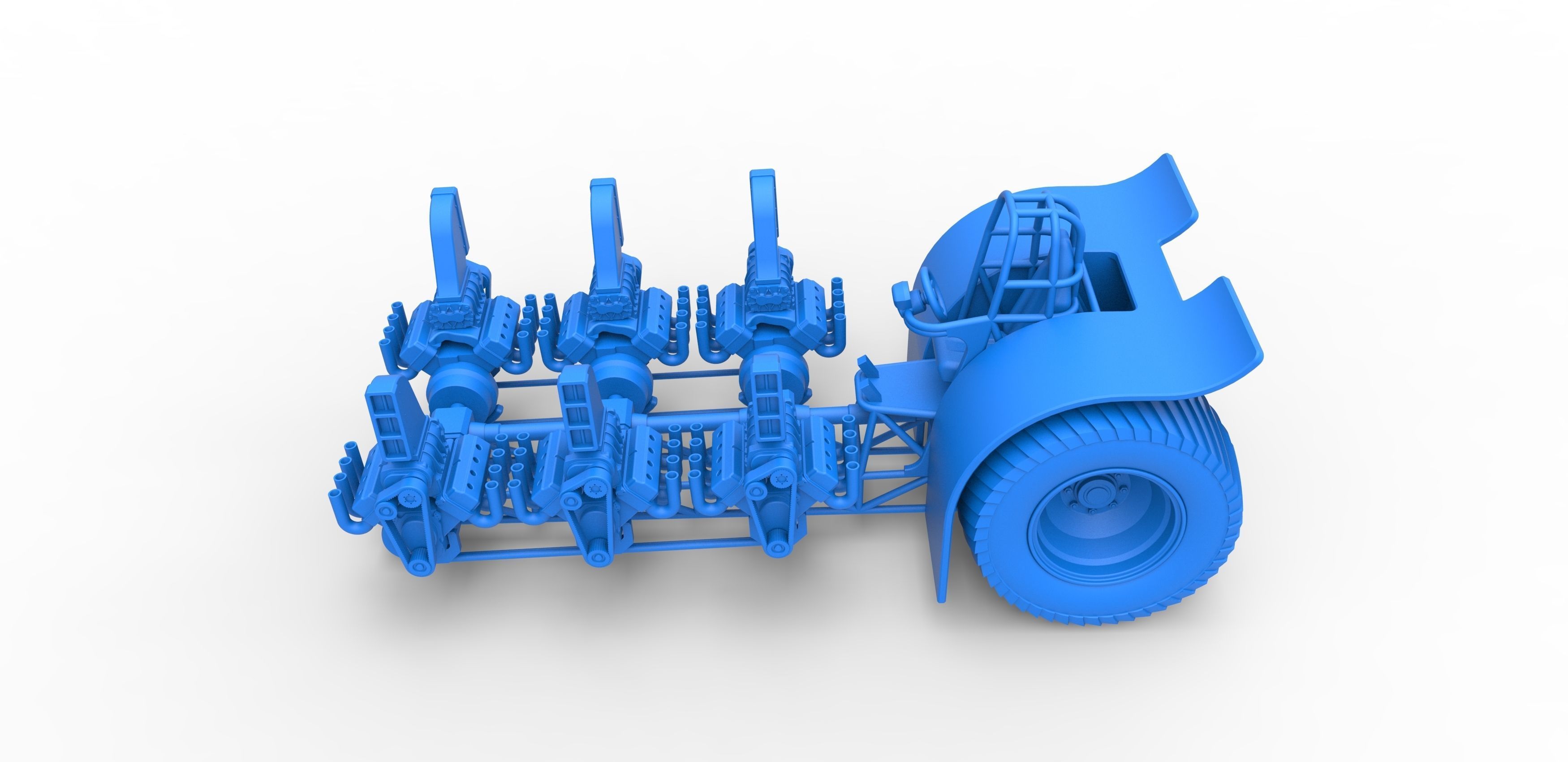 Pulling tractor with 6 engines V8 Scale 1 to 25 3D model 3D printable ...