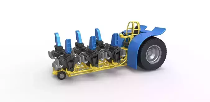 Pulling tractor with 6 engines V8 Scale 1 to 25 3D print model