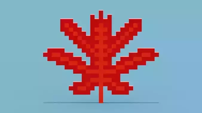 Voxel Red Leaf Low-poly 3D model