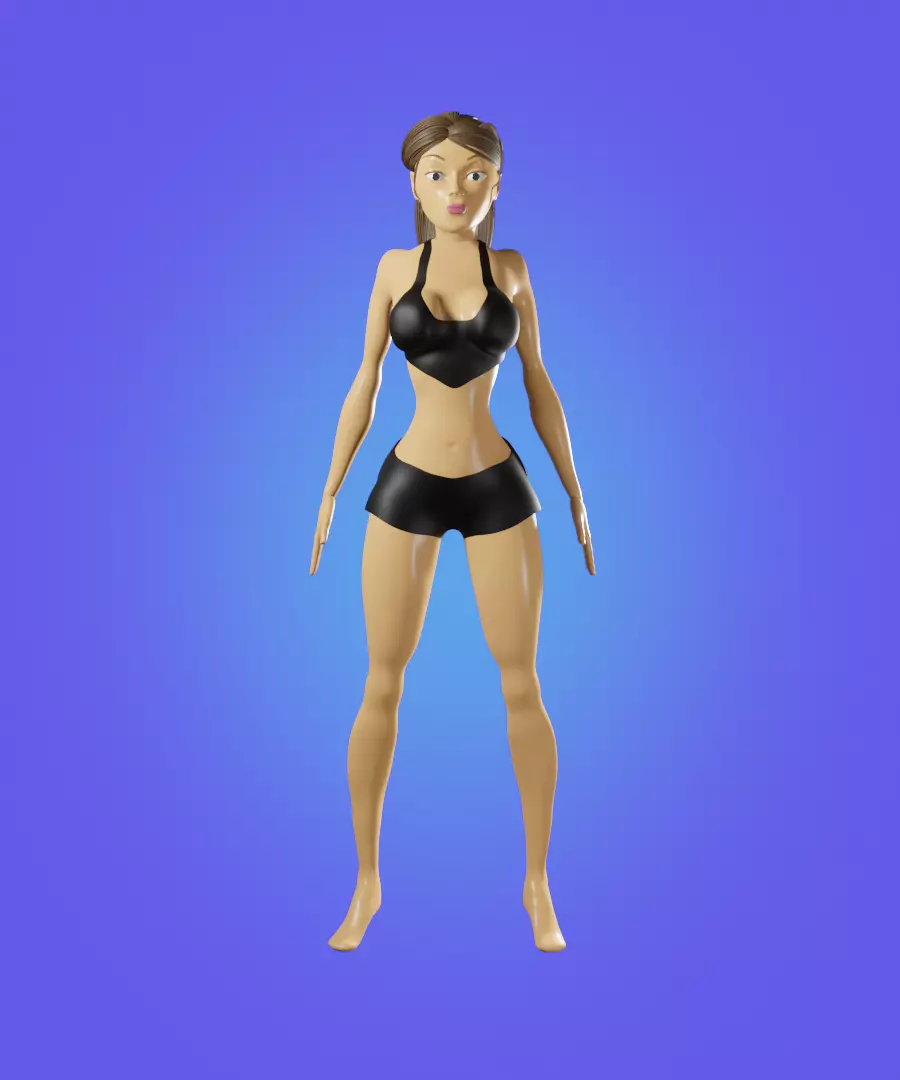Girl On The Beach 3D model Game Ready Free low-poly 3D model