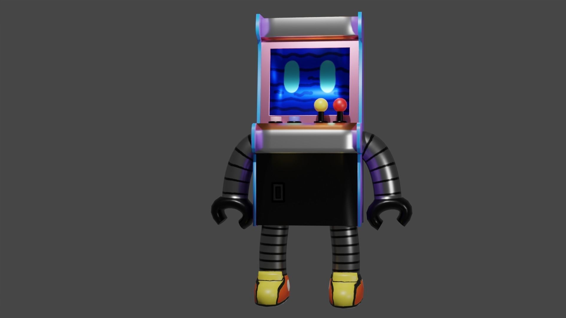 Arcade machine character Low-poly 3D model_1