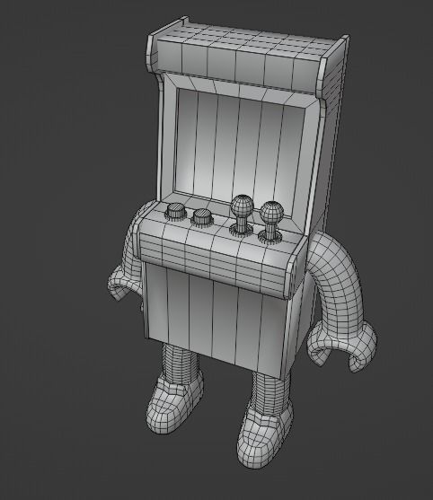 Arcade machine character Low-poly 3D model_2