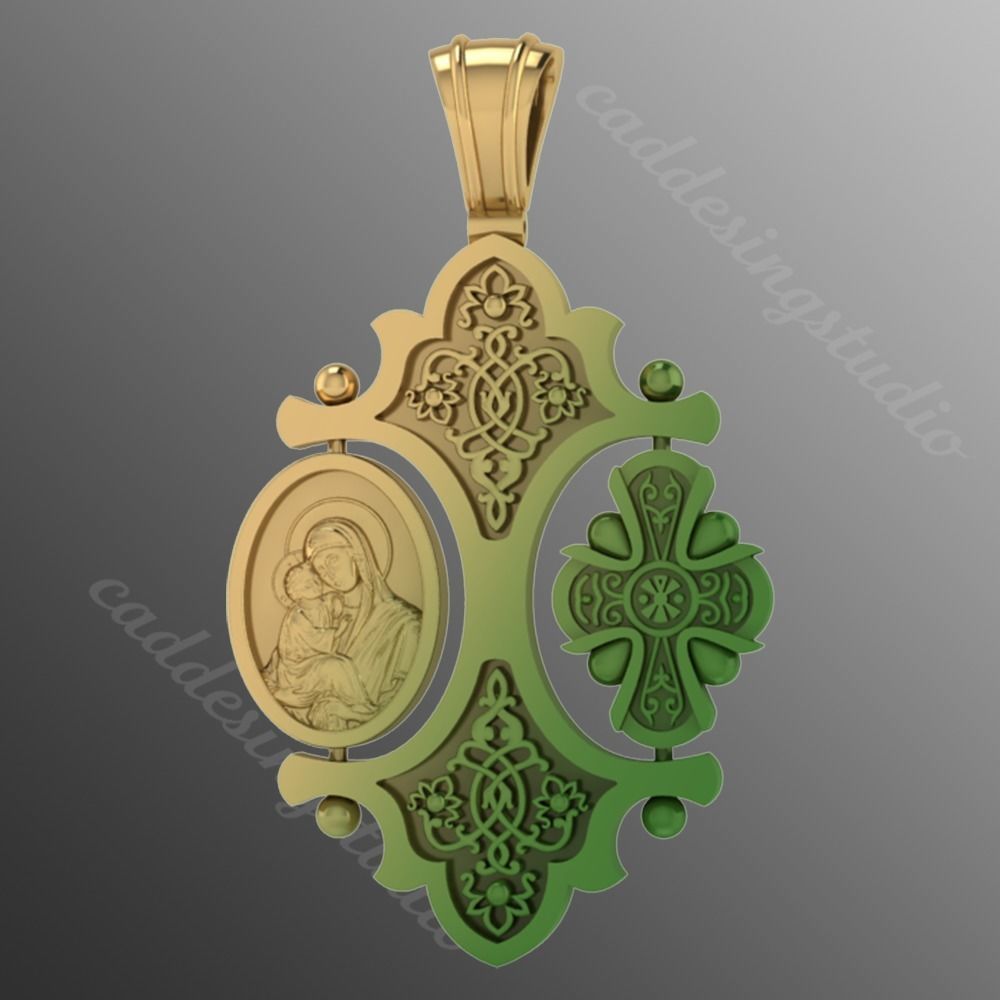 Pendant cross bi1 3D print model_1