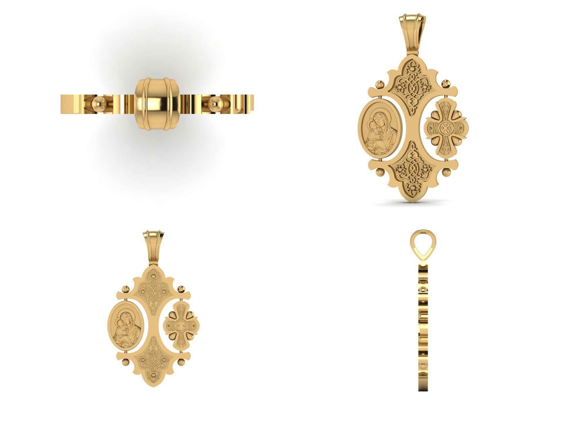 Pendant cross bi1 3D print model_3