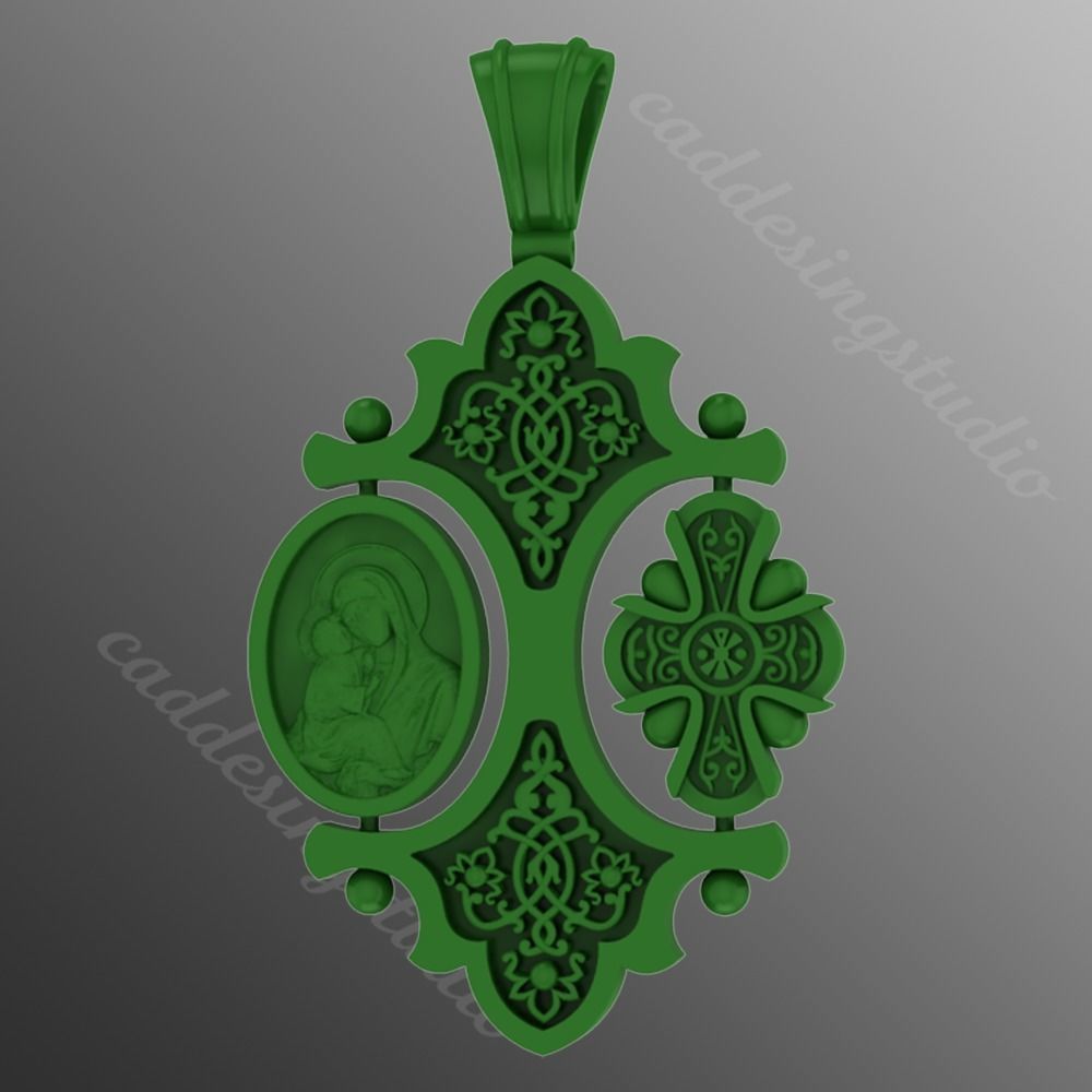 Pendant cross bi1 3D print model_2