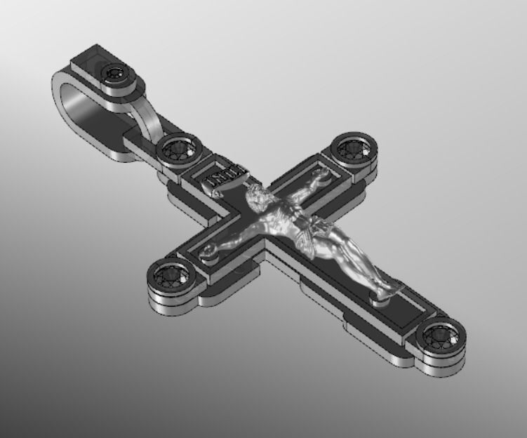 Pendant cross od66 3D print model_17