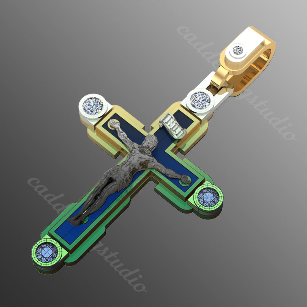 Pendant cross od66 3D print model_1
