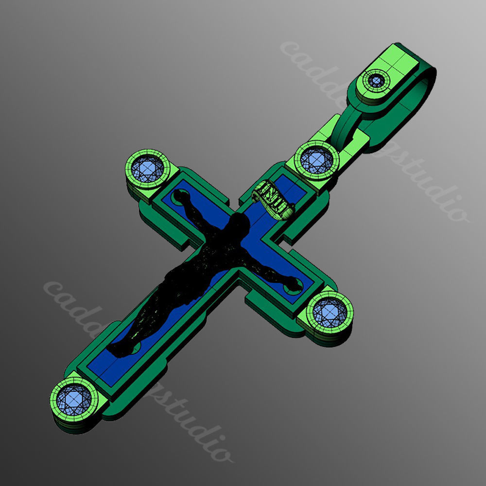 Pendant cross od66 3D print model_2
