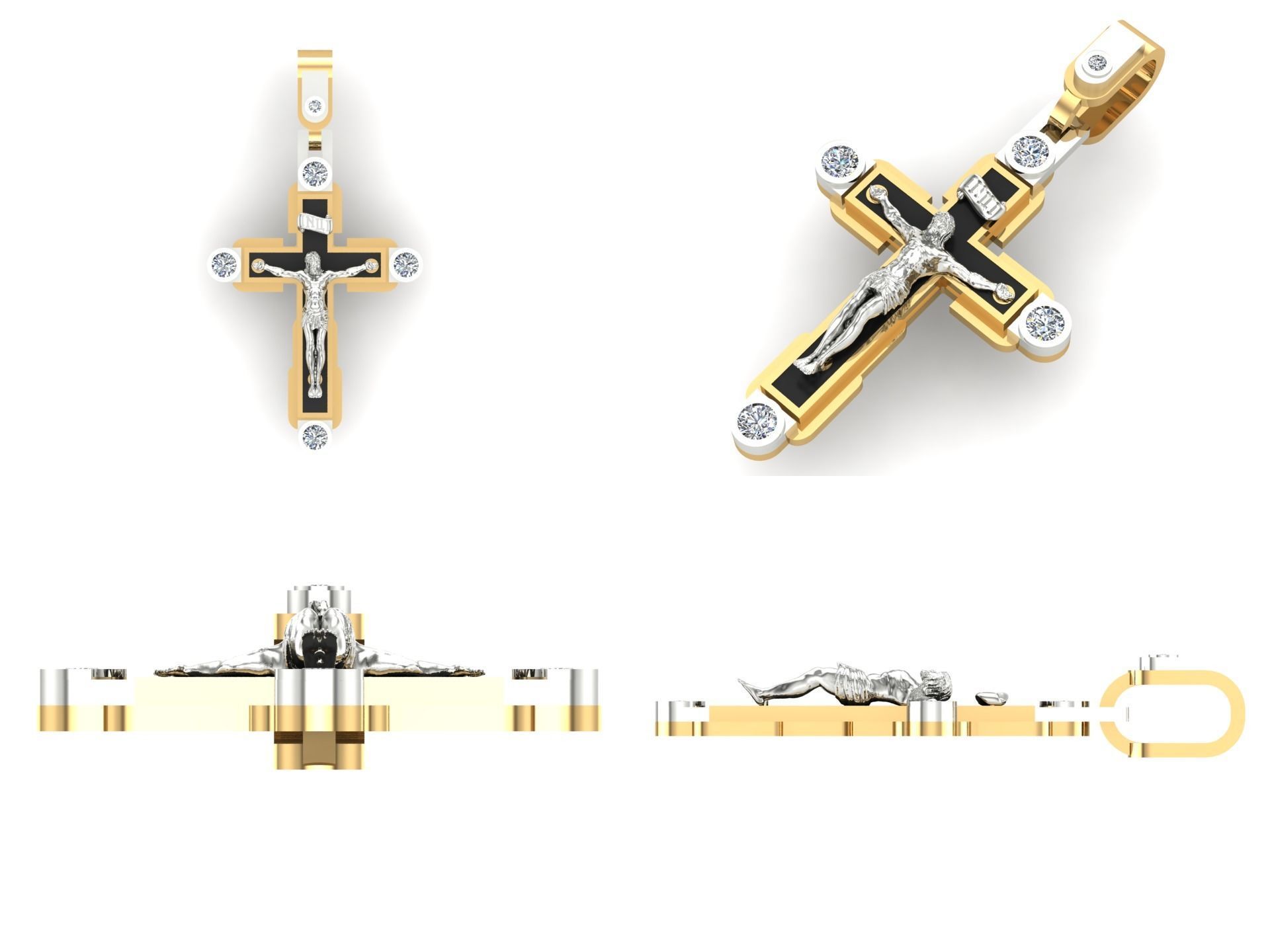 Pendant cross od66 3D print model_3