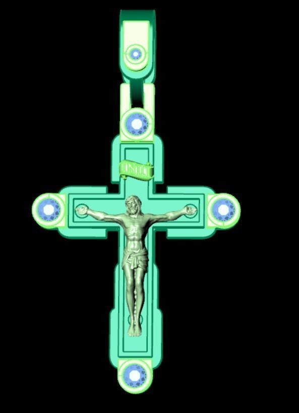 Pendant cross od66 3D print model_12