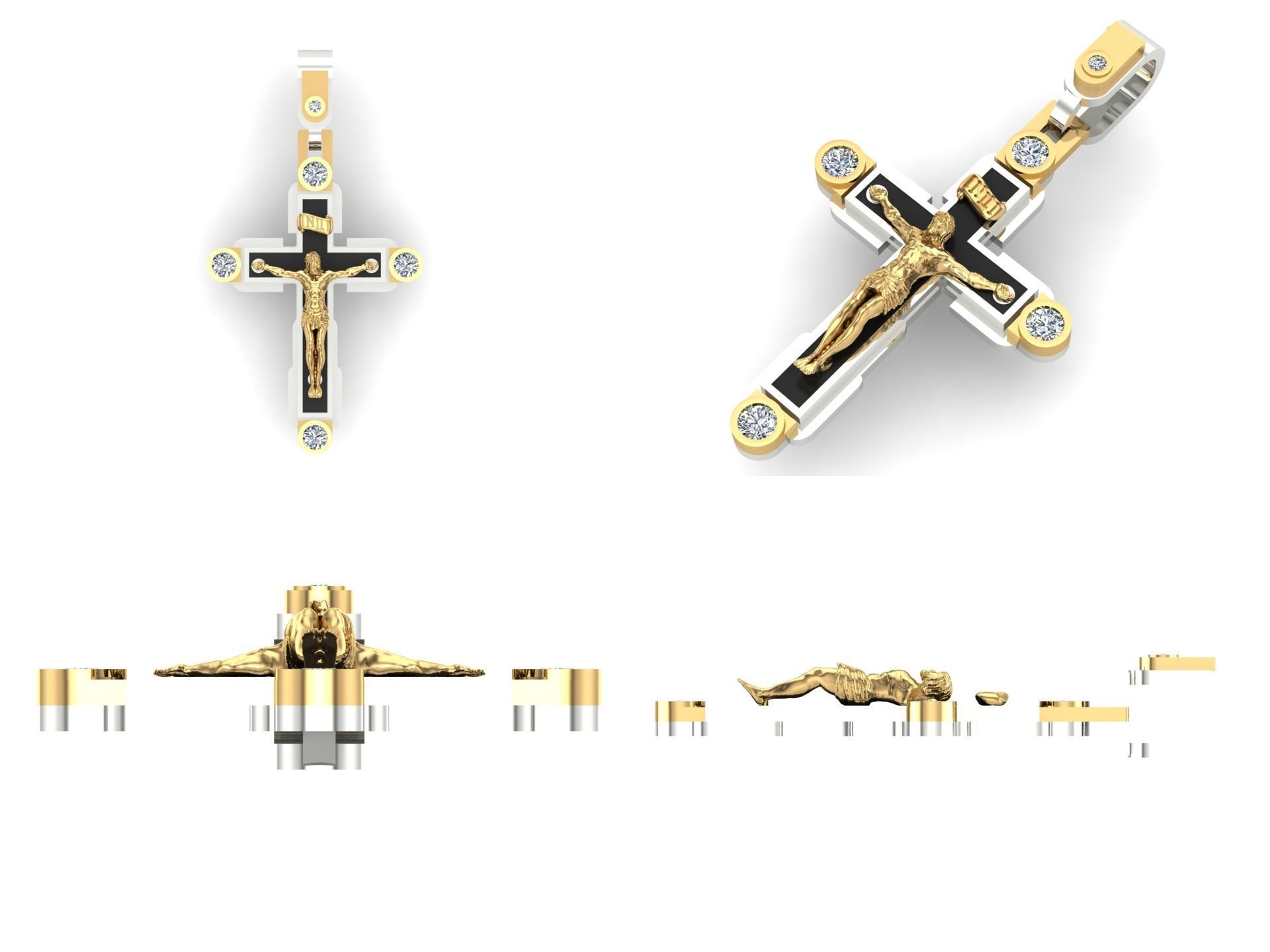 Pendant cross od66 3D print model_5