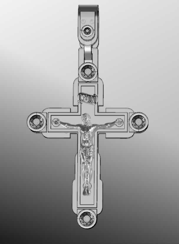 Pendant cross od66 3D print model_13