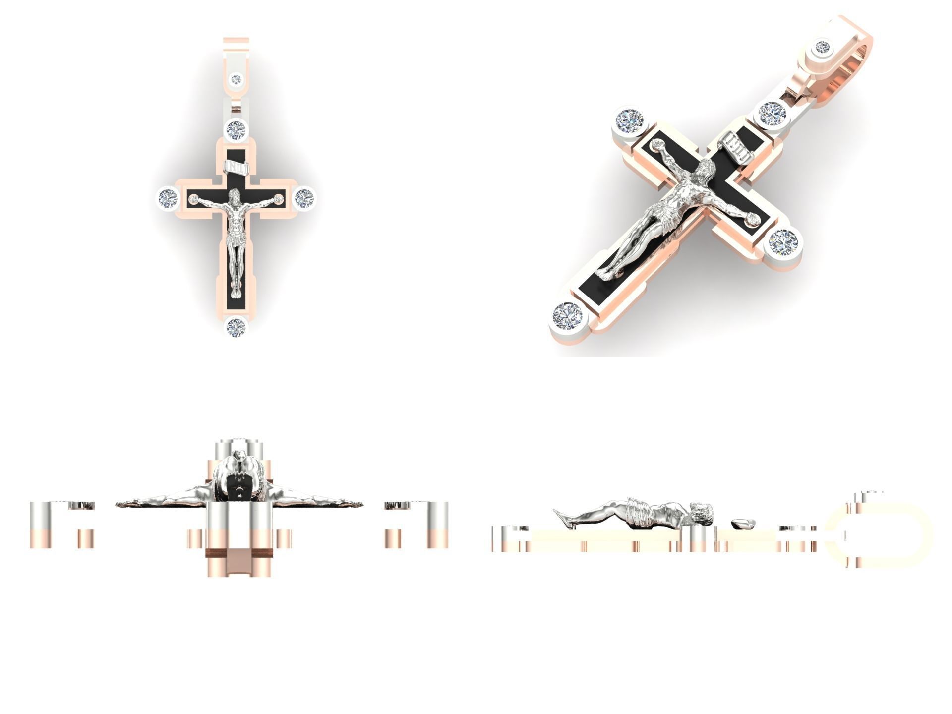 Pendant cross od66 3D print model_4