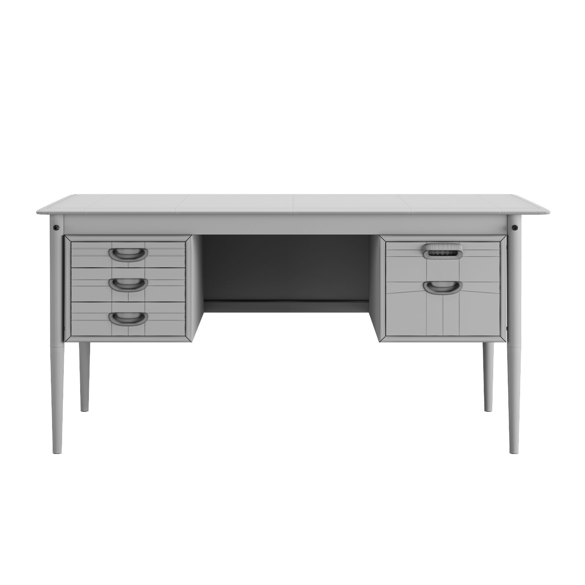 Danish Walnut Desk 1960s 3D model_5