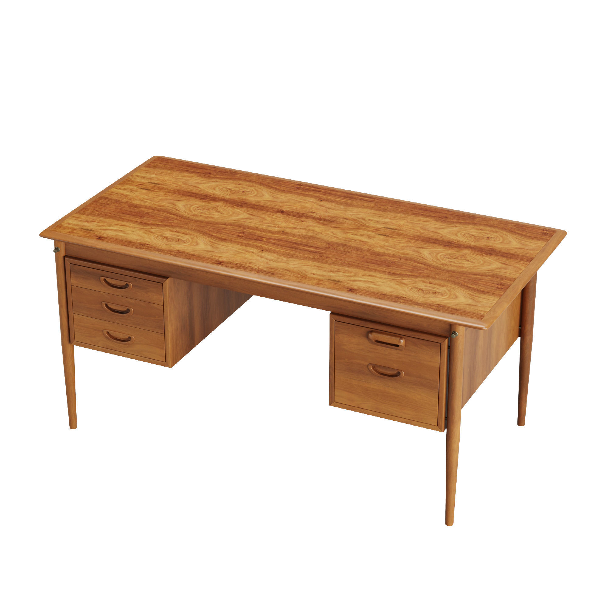 Danish Walnut Desk 1960s 3D model_2