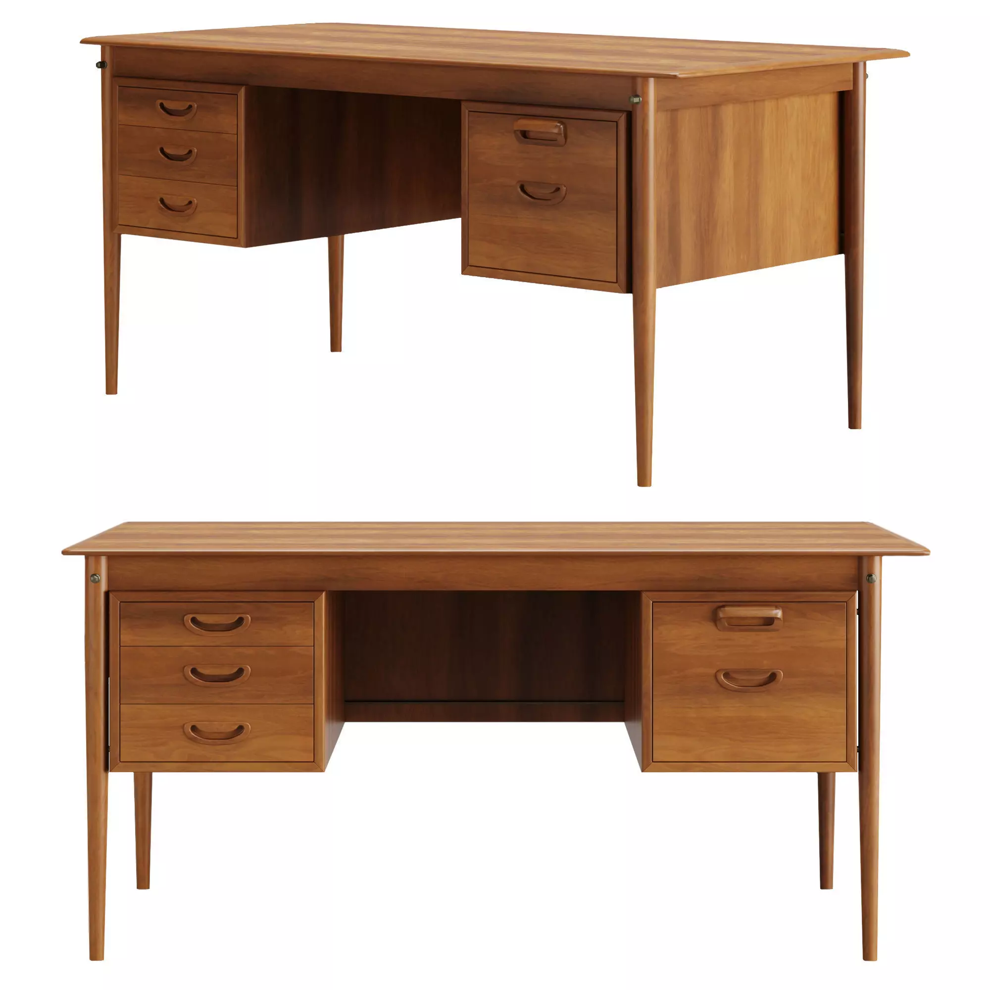 Danish Walnut Desk 1960s 3D model_0