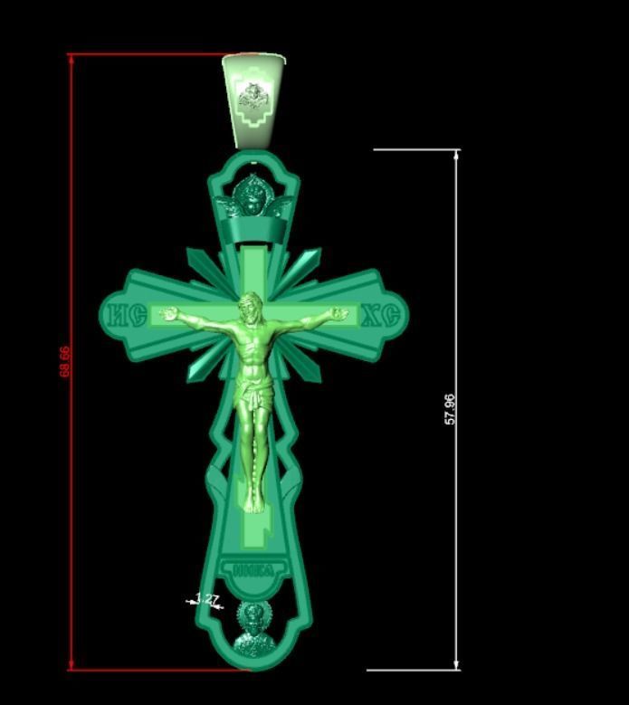 Pendant cross od60 3D print model_7