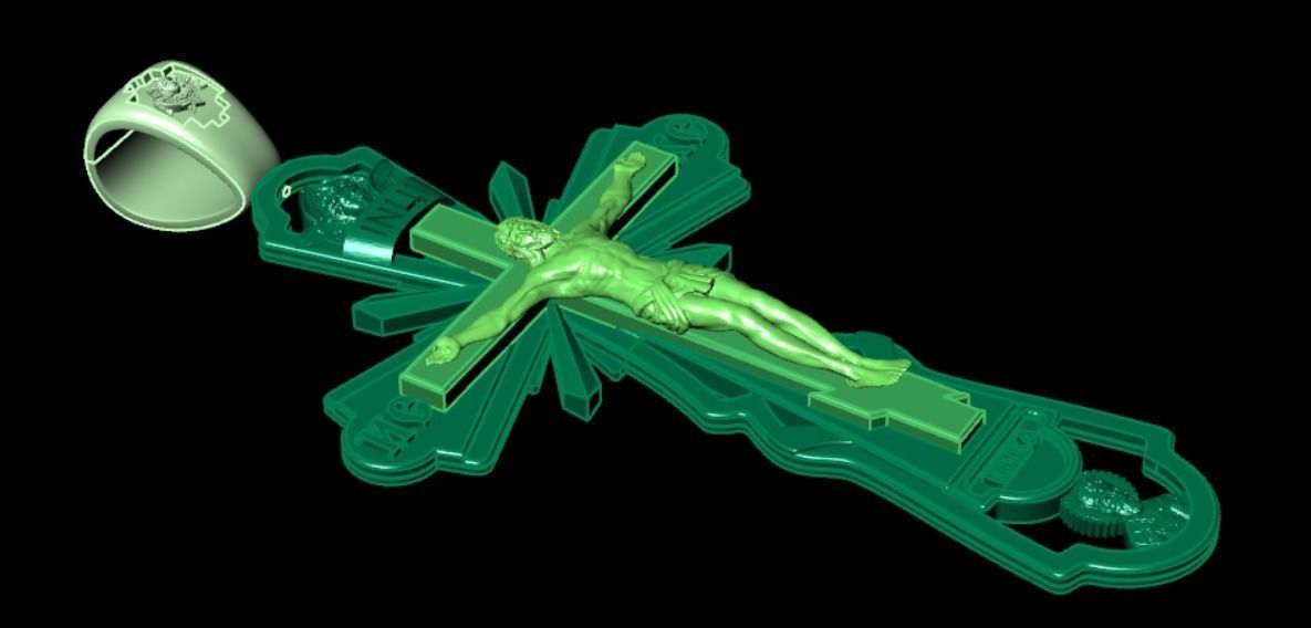 Pendant cross od60 3D print model_12