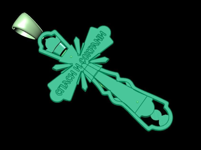 Pendant cross od60 3D print model_8