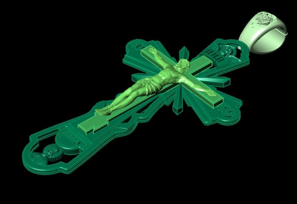 Pendant cross od60 3D print model_10