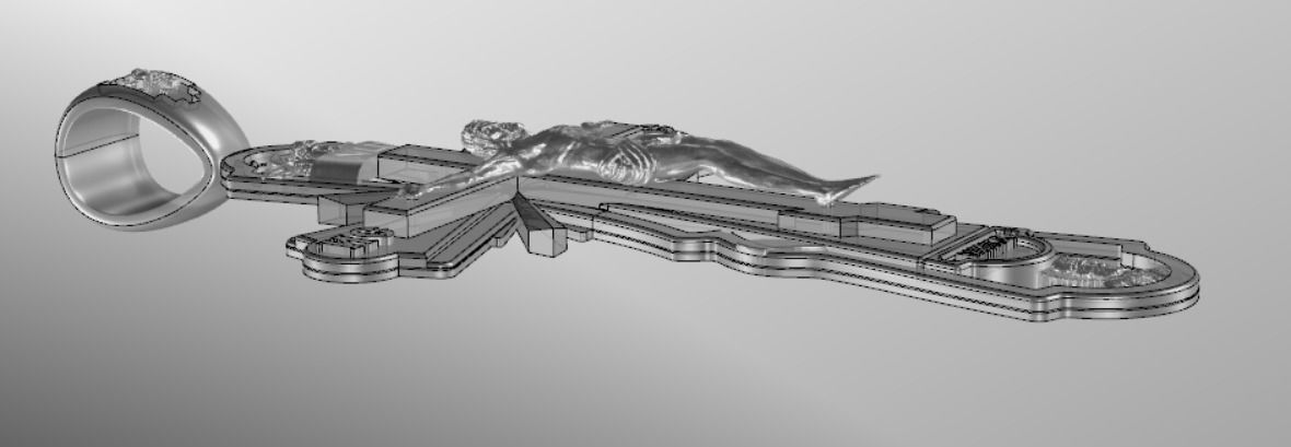 Pendant cross od60 3D print model_16