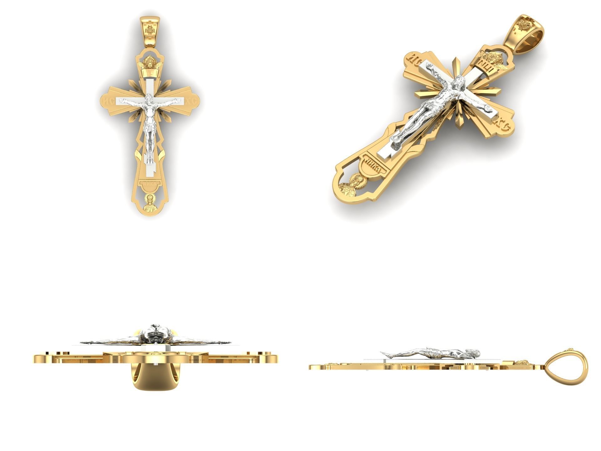 Pendant cross od60 3D print model_3