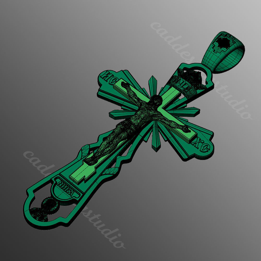 Pendant cross od60 3D print model_2