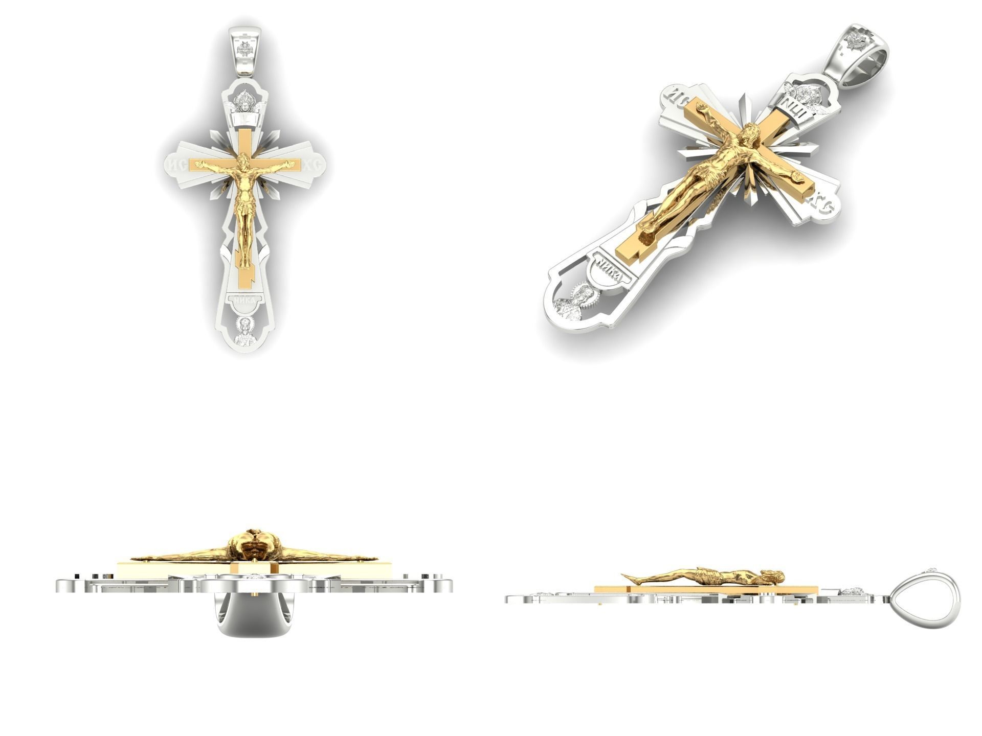 Pendant cross od60 3D print model_5