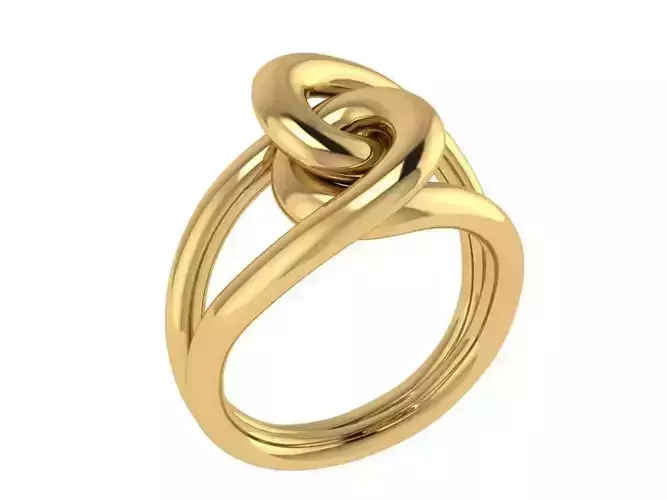 Ring451 gold ring with two twists