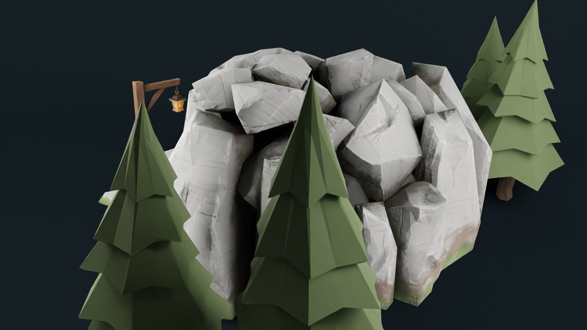 Stylized Cave Low-poly 3D model_30