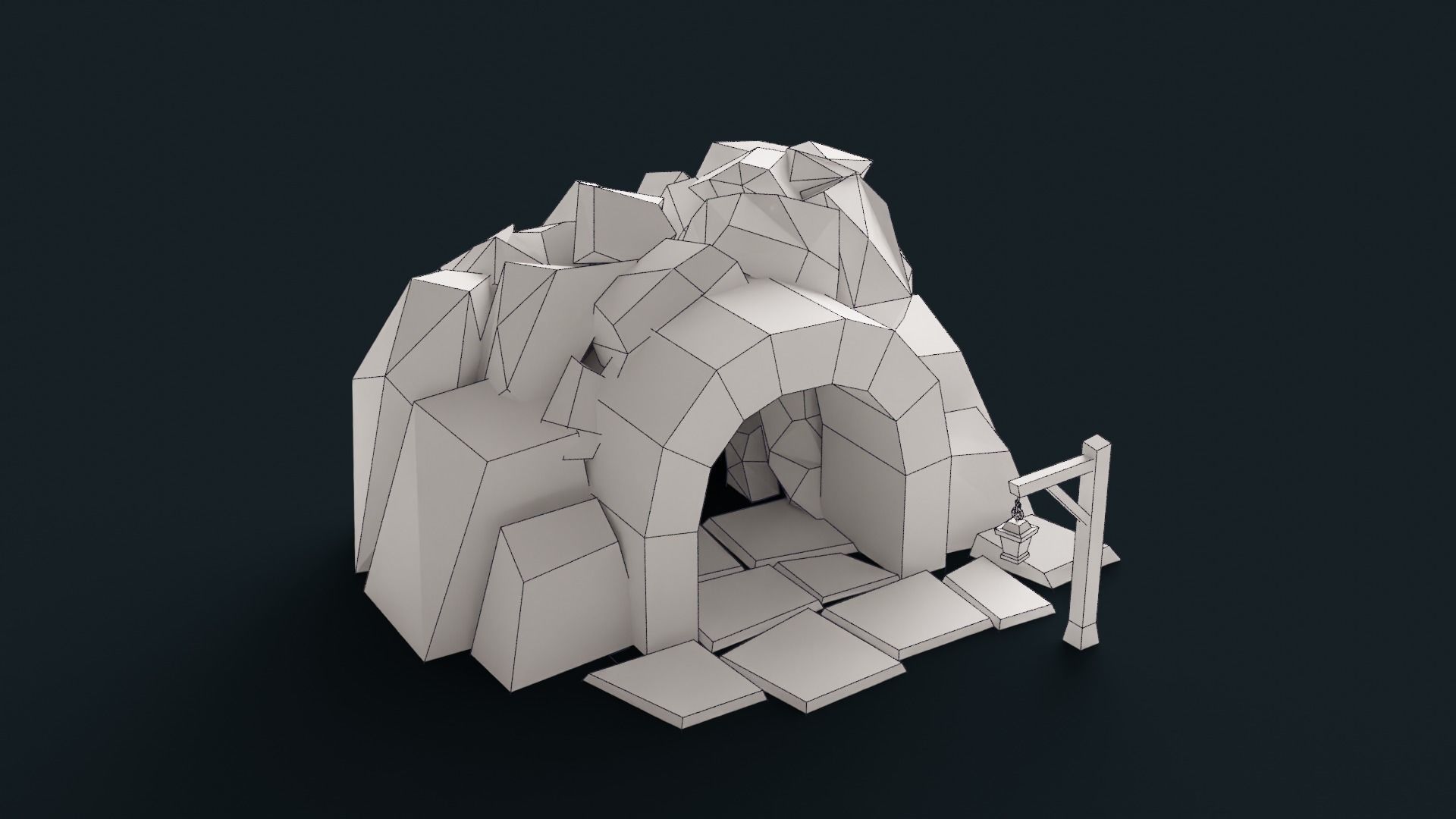 Stylized Cave Low-poly 3D model_17