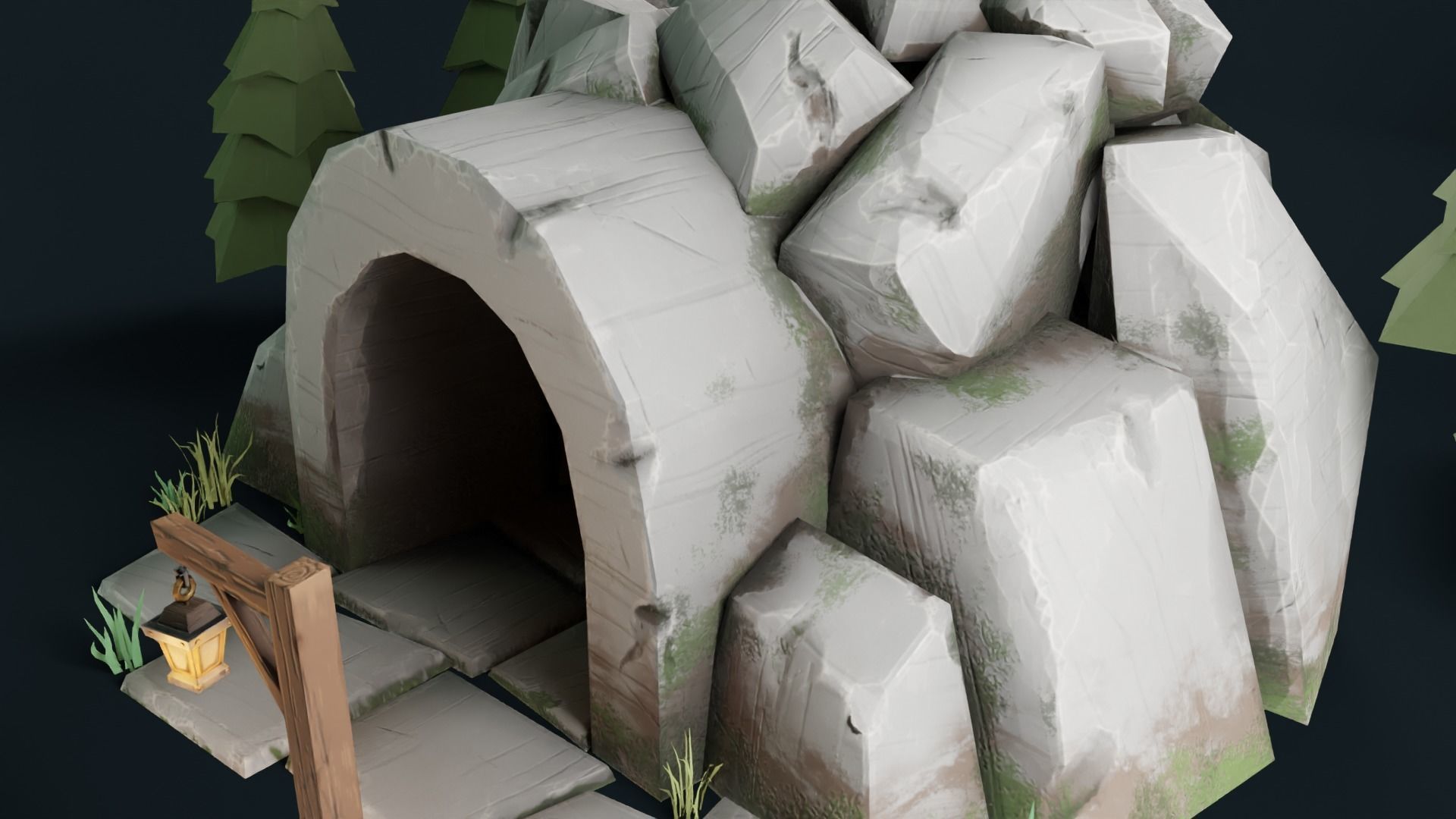 Stylized Cave Low-poly 3D model_15